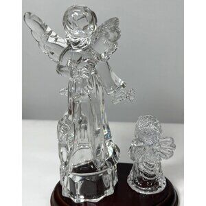 2 Glass Angel Figurines, clear, No Chips,  looks like Crystal